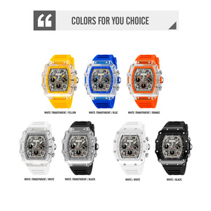 Men's square chronograph <b>watch</b> Luxury silicone <b>watch</b> strap 30M waterproof quartz <b>watch</b> Wholesale <b>watches</b> - Product Image 2