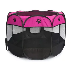 BunnyHi PET004 Foldable Portable Pet Dog Playpens Exercise 8-Panel Kennel Mesh Shade Cover Cat Cages Houses for Puppy Dog Yorkie