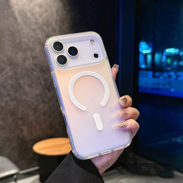 Fashion Iridescent Gradient Magnetic Frosted Phone case for Iphone 17 16 15 14 Pro Max Tpu Bumper IMD Shockproof Bling PC Cover