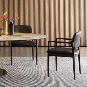 Fauteuil de style italien en bois massif, chaise de salle à manger rembourrée, pour adultes - Product Image 3