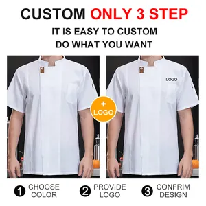 Custom Chef Coat Kitchen Short Sleeve Shirt For Men Waterproof Working Jacket Chef Clothing Uniform