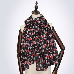 Sciarpa Natalizia Stampata con <span class=keywords><strong>Motivi</strong></span> a Fiocchi di Neve e Bastoncini, Sciarpa da Donna in Filato, Regalo, Accessorio per Travestimenti e Decorazione - Product Image 3