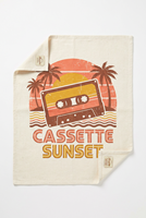 Serviette de cuisine en coton style années 80 Cassette Sunset Retro pour une décoration nostalgique