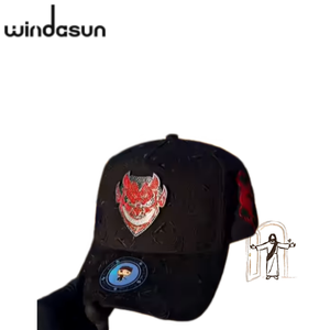 Casquette de baseball 5 panneaux Graffiti avec doublure en satin, chapeau personnalisé en daim avec logo démon pour humain et animal de compagnie - Product Image 3