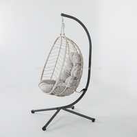 Fauteuil suspendu Joye Leisure en rotin, style moderne, pour intérieur et extérieur, avec structure métallique, pliable, en corde tressée, pour cour et jardin