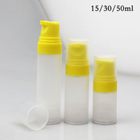 Flacon pompe sans air en plastique PP de 15 ml vide pour savon liquide, sérum, soins de la peau, emballage cosmétique transparent givré en forme de cylindre