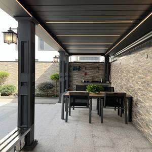 La pergola des volets sur la promenade murale est une pergola motorisée avec toit persienne galerie verte - Product Image 4