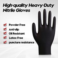 Gants en nitrile noirs industriels XINGYU imperméables 8 mil pour la manipulation des poissons, sans poudre, résistants, texture diamant