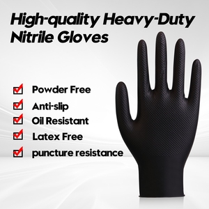 Sarung Tangan Nitril Industri XINGYU Anti Air 8 Mil untuk Penanganan Ikan, Hitam, Bebas Bubuk, Tugas Berat, Tekstur Berlian - Product Image 2
