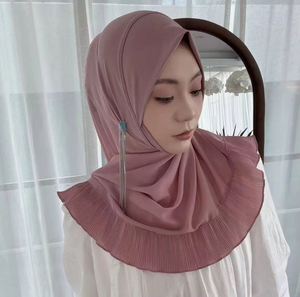 Nuosha OEM Nouveau Hijab en Chiffon à Bordure en Forme de Feuille de Lotus à Angle Droit à Franges à la Mode Musulmane Dubaï Arabie Saoudite CE Porté Quotidien - Product Image 6