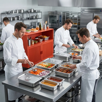 Vergoldete Edelstahl GN-Behälter Stapelbare Gastronorm Lebensmittelbehälter Dampfgarer-Behälter Mit Deckel für Hotel Buffet Catering