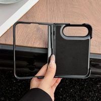 Étui de téléphone magnétique en cuir de litchi de luxe pour iPhone Duo avec protection de la charnière
