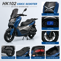 Scooter Sport Touring 150cc, refroidissement par eau, double phare LED, pare-brise, frein à disque CBS, avec porte-bagages arrière, homologué EURO 5 EEC