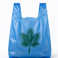 Sac de courses en plastique jetable bleu avec logo personnalisé et motif végétal unique pour supermarchés sur le marché africain