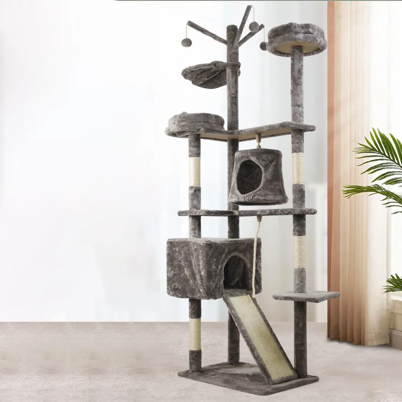 Stable Extra Large Multi-Level Cat Tree Tower Condo Furniture With Sisal-Covered Scratch Posts 2 Bigger Plush Condos For Kittens