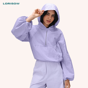<span class=keywords><strong>Veste</strong></span> coupe-vent légère pour <span class=keywords><strong>femme</strong></span>, à capuche, demi-zip, hydrofuge, séchage rapide, pour le sport en plein air - Product Image 1