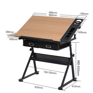 Xinyiart đa chức năng nghệ sĩ phác thảo trạm có thể điều chỉnh nghiêng gỗ bàn vẽ bàn A1 soạn thảo bảng với 2 ngăn kéo - Product Image 2