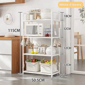 Étagère de <span class=keywords><strong>cuisine</strong></span> personnalisée sol à plancher multicouche four à micro-ondes étagère de rangement multifonctionnelle pour la maison étagère de rangement pour pots - Product Image 3