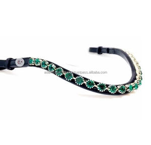 Banda de cuero para cejas de caballo Premium de alta calidad con toque decorativo de cristal ostentoso - Product Image 1