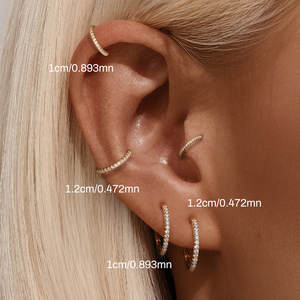 Boucles d'oreilles créoles en argent sterling 925, simple et classique, avec zircon 5A, pour cartilage, taille intérieure 10mm/12mm, épaisseur du tige 1.2mm - Product Image 6
