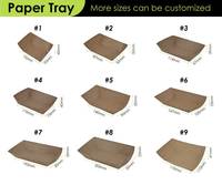 Plateaux en papier en forme de bateau personnalisés en gros, emballages jetables pour la restauration rapide, boîtes en carton ondulé, plateaux en papier pour snacks à emporter