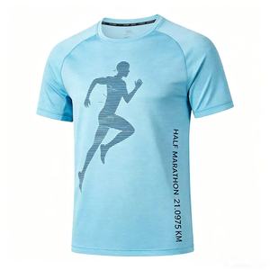 Camiseta deportiva con LOGO personalizado de fábrica, barata y de moda, camisetas de sublimación para correr, 100% poliéster, camiseta para eventos de maratón. - Product Image 1
