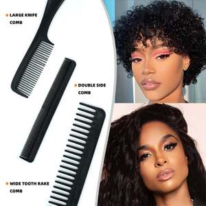 Vente directe d'usine 10 pièces/ensemble Peignes de coiffure pour barbier en plastique antistatique Salon de coiffure Ensemble de logo personnalisé Professionnel - Product Image 3