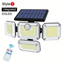 Lampe à détecteur de mouvement extérieure, éclairage solaire à 4 têtes, 333 LED, éclairage solaire sans fil, projecteurs