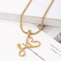 Collar con Colgante de Estetoscopio de Acero Inoxidable en Color Oro y Plata, Collar Médico con Forma de Corazón para Doctoras y Enfermeras