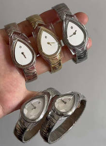 新作新作有名な女性用ステンレス鋼クォーツ時計ドロップウォーターシェイプリアルダイヤモンドサテンストラップレディースパリ腕時計 - Product Image 6