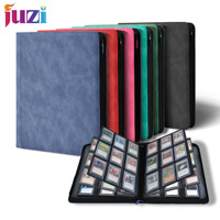 Carpeta JUZI al por mayor con 9 bolsillos para tarjetas, capacidad para 252 tarjetas con 14 páginas, compatible con tarjetas Toploader, de cuero PU impermeable