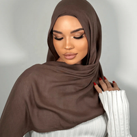 Luxueux Hijab Musulman en Modal, Foulard Long Marron Uni Doux pour Femme, Vente en Gros 100% Rayonne et Modal
