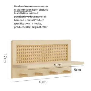 Étagère murale en bois massif tressé, organisateur décoratif créatif, étagère suspendue pour magazines et paniers - Product Image 6