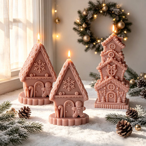 Bougie parfumée maison en pain d'épices 3D, bougie artisanale en cire de soja, décoration de table d'hiver, cadeau de Noël - Product Image 2
