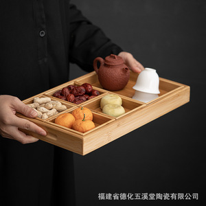 Bamboo Compartment <b>Tray</b> 8-11 Sections Rectangle Multifunction <b>Storage</b> <b>Trays</b> for Snacks Desserts Fruit Tea Serving - Product Image 4