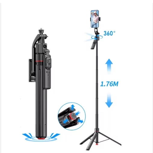 AI Face Tracking Gesture Control 360 Auto Rotate Gimbal Stabilizer Quadpod Tripod Selfie Stick for Live Vlog