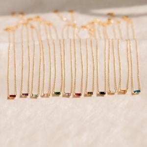 Or vert acier inoxydable spot 12 couleurs pierre <span class=keywords><strong>de</strong></span> <span class=keywords><strong>naissance</strong></span> zircon mois pierre femme cadeau bijoux ins collier - Product Image 3