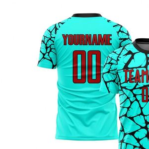 เสื้อฟุตบอลสีดำเทอร์ควอยซ์แขนสั้นเสื้อแข่งฟุตบอลน้ำหนักเบาระบายอากาศได้ชุดกีฬาแห้งเร็วชุดฝึกซ้อม - Product Image 3