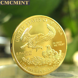 Moneta Souvenir di Alta Qualità Placcata Oro 1 Oncia in Ottone Aquila Americana e Statua della Libertà Anno 2018, Monete da Collezione Oro Lucido - Product Image 1