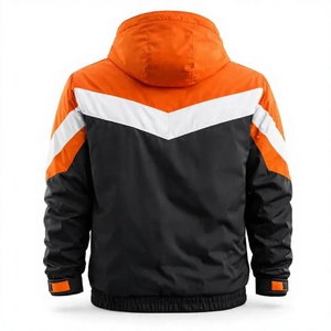 Chaqueta Acolchada Casual para Hombre, Color Naranja y Negro, con Bloques de Color, Logotipo Frontal, Cierre de Cremallera, Impermeable, Estilo Deportivo de Invierno, Corte Regular - Product Image 2