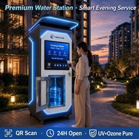 Distributeur d'eau intelligent avec filtre UF RO, auto-nettoyage IA, tableau de bord cloud 4G, borne extérieure 24h/24, OEM UV, capacité 150L