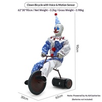 Nouveau modèle de clown cycliste MCT Halloween Circus avec capteur électrique, accessoires décoratifs pour la mise en scène de maisons hantées