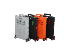 Carrito de compras plegable de plástico, carrito personal con 4 ruedas, carrito de malla, carrito de compras hueco a mano, gran capacidad - Product Image 3