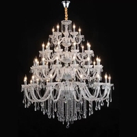 Lustre en cristal de style palais européen, éclairage suspendu à prismes de cristal multicouches pour hall d'hôtel, villa, restaurant, projet
