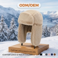 Chapeau d'hiver léger et thermique en fausse fourrure personnalisable avec logo, style trappeur, pour femmes et hommes, bonnet doux en peluche avec cache-oreilles, idéal pour l'extérieur
