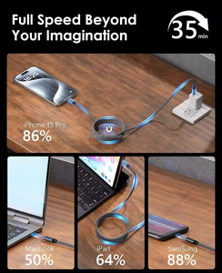 1m 3ft mới hút cáp 60W 3A từ USB sạc dây Loại C để Loại C truyền dữ liệu cáp PD nam châm sạc cáp - Product Image 5