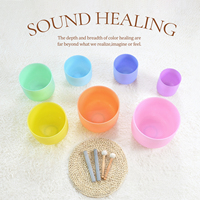 Ensemble de bols chantants en quartz haute pureté Jinfang 432Hz & 440Hz, sept couleurs (6-12 pouces) pour bain sonore et méditation yoga