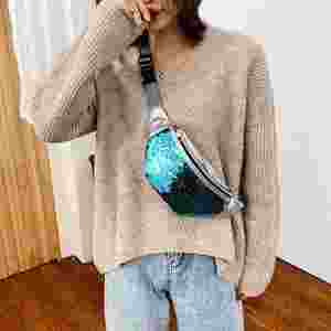 Bolso de Cintura de Lentejuelas a la Moda, Bolso Cruzado de Piel Sintética con Brillo para Mujer - Product Image 4