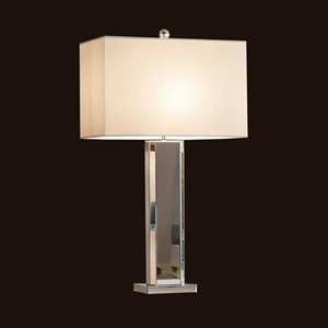 Moderne, luxe, draagbare bureaulamp, binnenverlichting, slaapkamer, zwarte stoffen kap, metalen standaard, art deco tafellamp - Product Image 1
