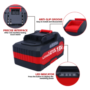Batería de Repuesto de Iones de Litio de 18V 6.0Ah para Vehículos Eléctricos, Catodo LiCoO2, Indicador LED, Negro y Rojo, Compatible con OEM - Product Image 3